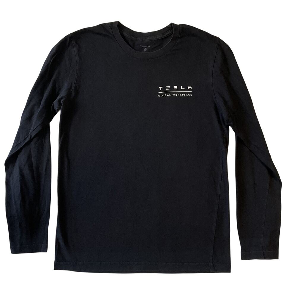Tesla Men Shirt S Black Logo Long Sleeve Tee